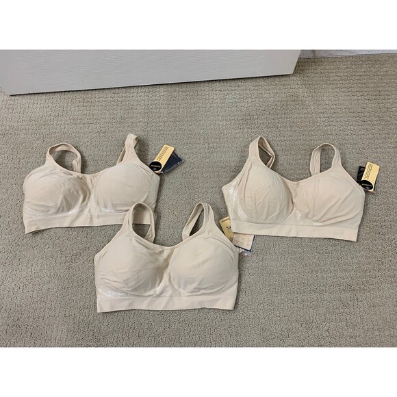 Truekind Daily Comfort Wireless Set of 3 Beige Tan Shaper Smoothing Bra XL New - Picture 1 of 7